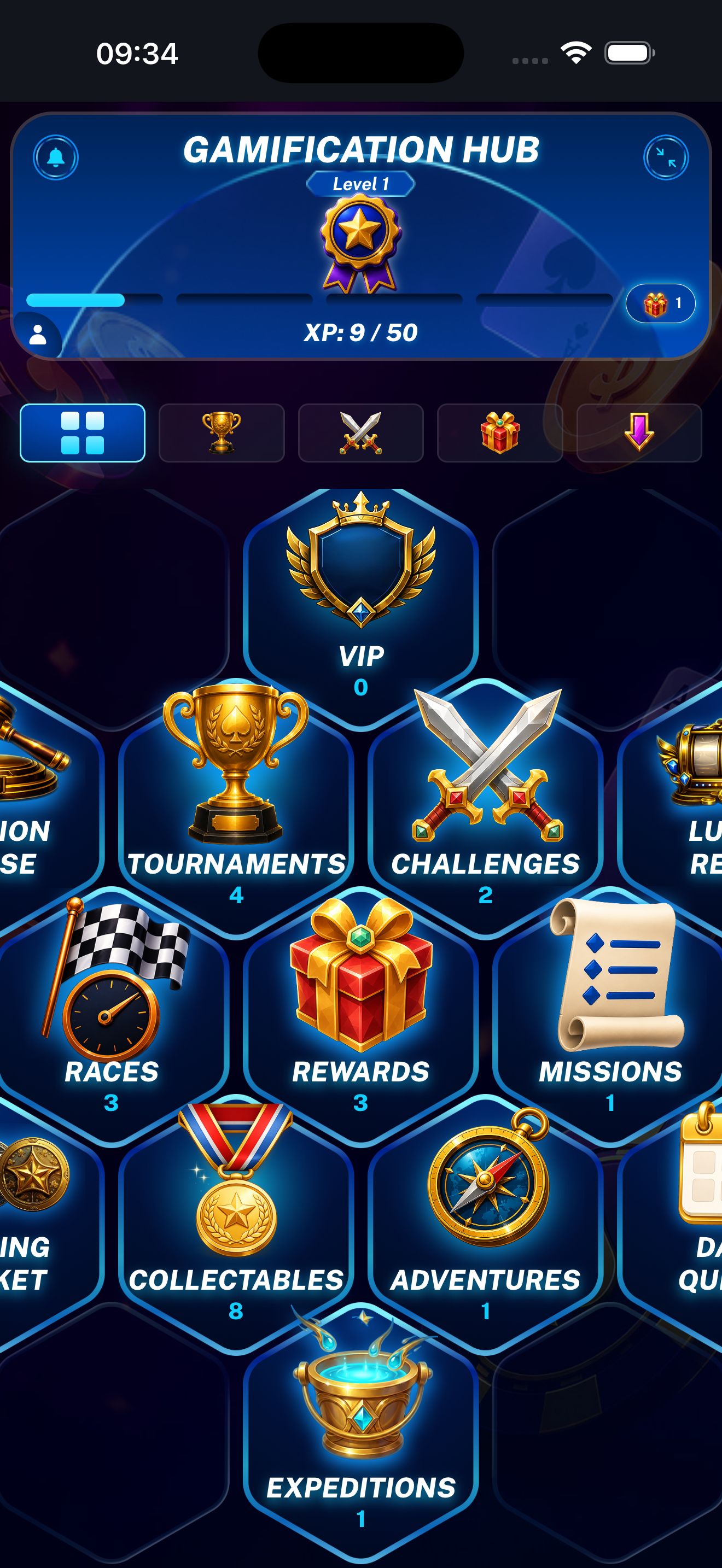 Loyalty overview displayed on a mobile phone
